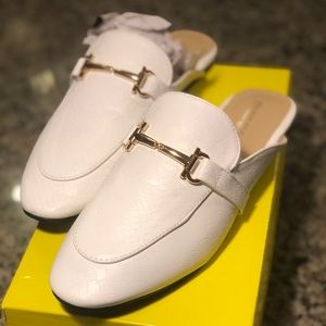 White mules - crocodile print